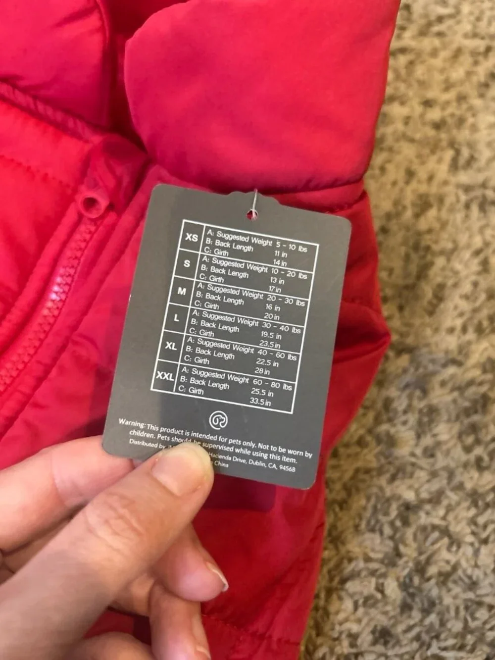 New Rowdy pups pet apparel red puffer jacket with tags size large